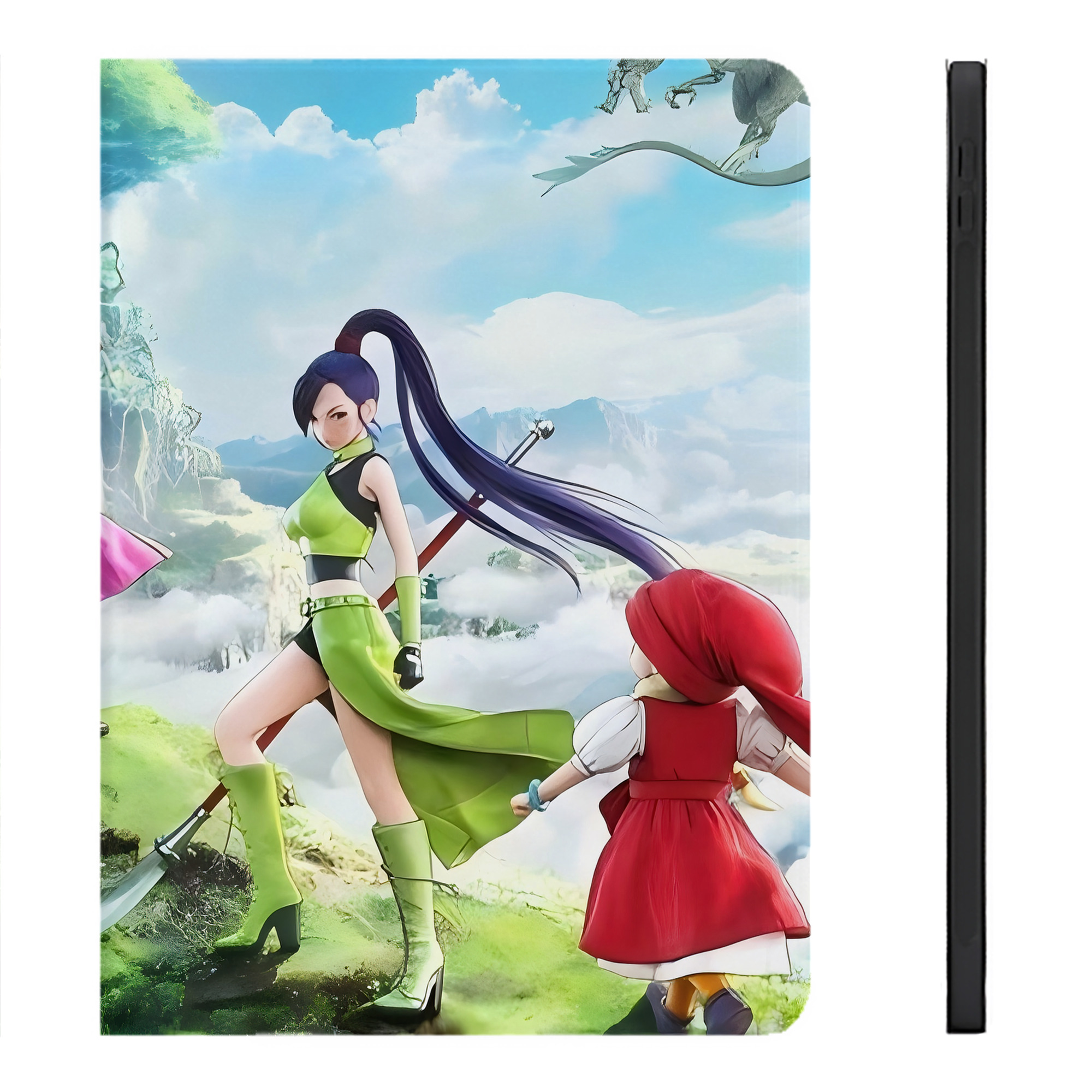 （画像用） ドラゴンクエスト Doragon Kuesuto Dragon Quest IPadケース ペンホルダー付き ブックスタイルデザイン